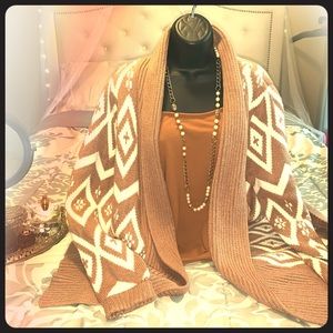 Old Navy brown and white sweater jacket